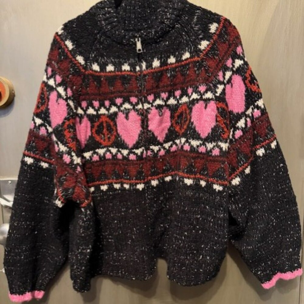Pilcro Peace Love Icon Zip-Up Cardigan Sweater - Picture 5 of 16